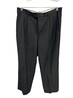 Zino 36 Regular Black Wool Pleated Classic Fit Dress Pants Old Money Scholarcore
